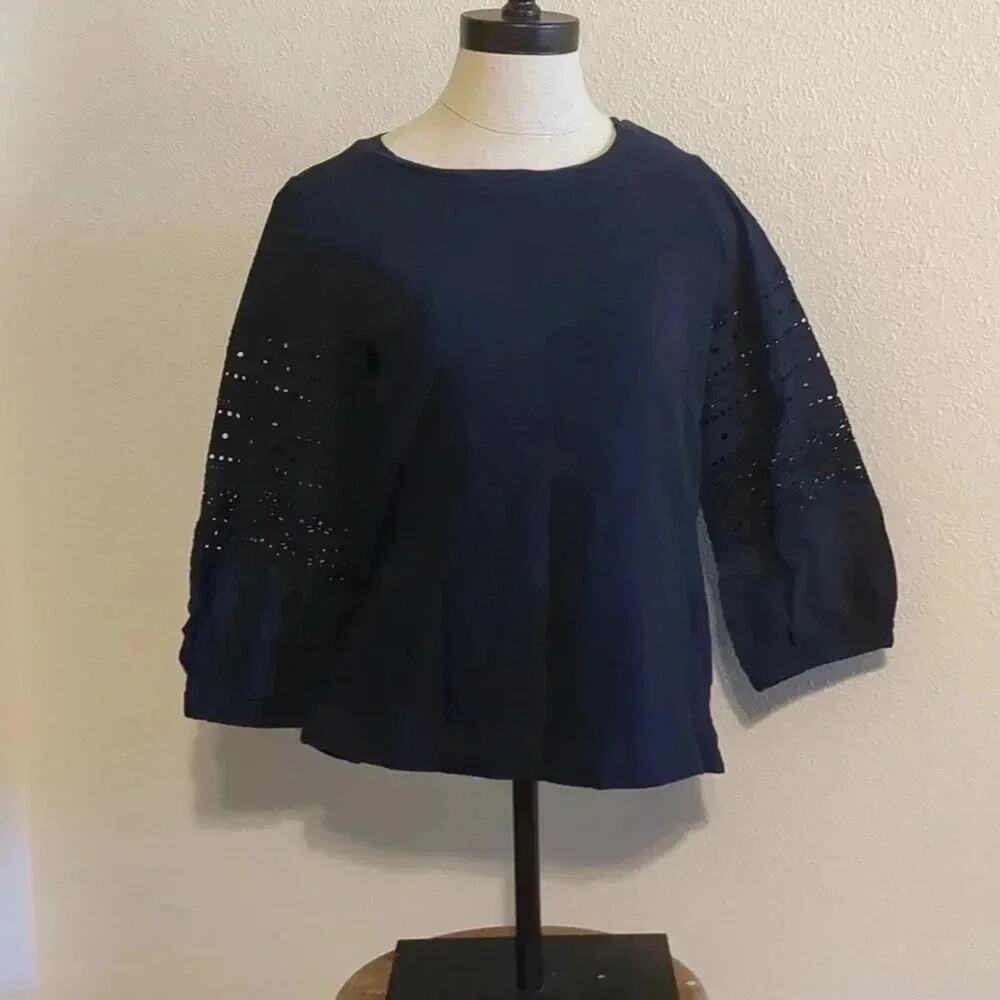 Loft black top lace sleeves basic‎ size S